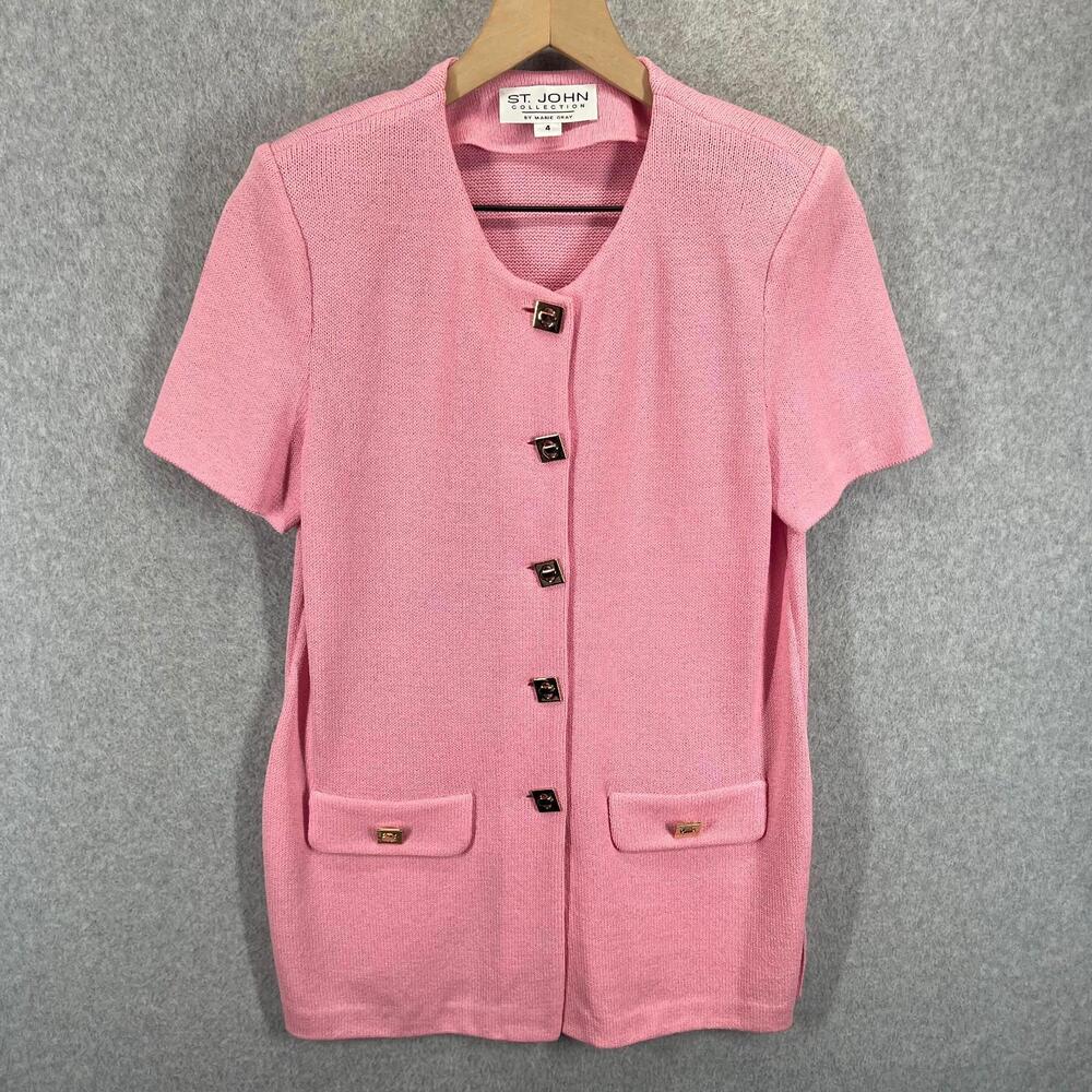 St. John Pink Short-Sleeve Knit Blazer